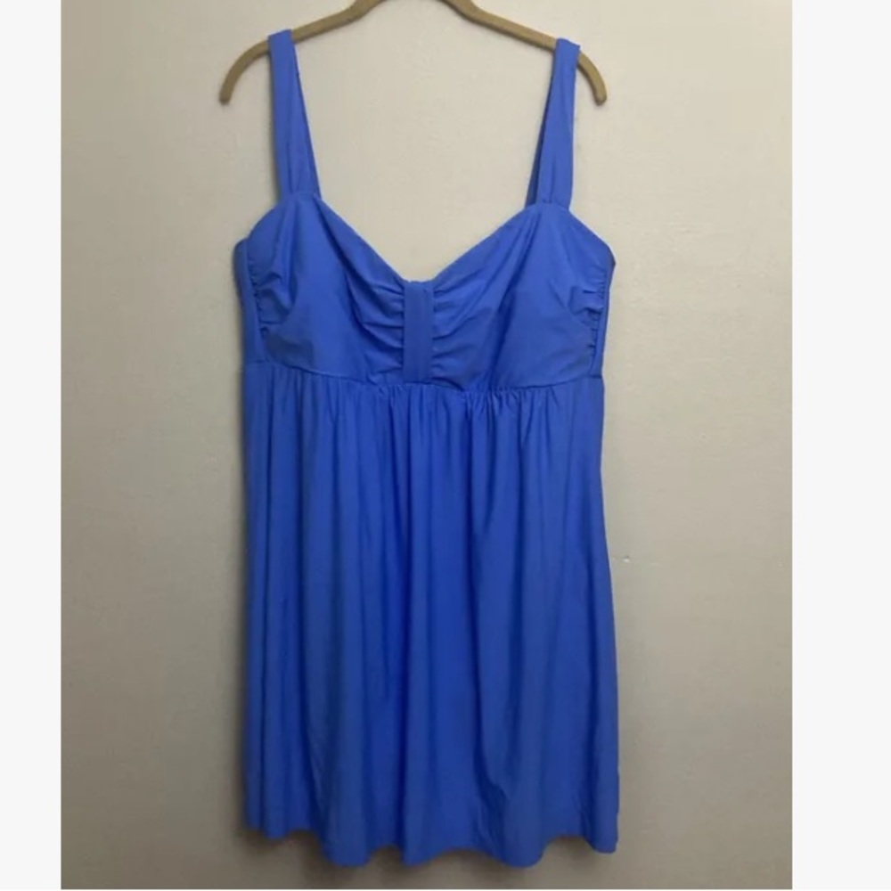 9-11 Athena Blue Swimsuit Dress Plus blue 24W modest one piece